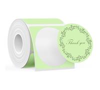 SUPVAN T50M Series Label Maker Tape, Round Size Φ 50mm 140 Labels/Roll Genuine Laminated Thermal Label Tape Refill, Waterproof Oilproof Highly Adhesive Auto Detect Labels, Black on Green
