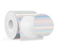 SUPVAN T50M Series Label Maker Tape, Round Size Φ 50mm 140 Labels/Roll Genuine Laminated Thermal Label Tape Refill, Waterproof Oilproof Highly Adhesive Auto Detect Labels, Black on Holographic Silver
