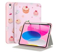 Supveco Case for iPad (A16) 11th Generation 11 inch (2025),iPad 10th Generation 10.9 inch (2022) with Pencil Holder,Premium Folio Stand Case with Soft TPU Back Cover,Auto Wake/Sleep-Pink Cake