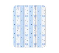 Supveco Cute Case for iPad A16 11th Generation 11 inch (2025),iPad 10th Generation 10.9 inch (2022),Clear Trifold Stand Protective Cover with Pencil Holder,Auto Wake/Sleep, Ice Blue-Bow