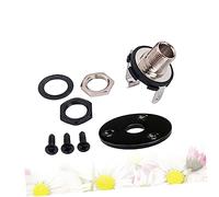 SUPVOX 1/4 Inch 6.35mm Black Guitar Jack Output Plate Socket with Copper and Iron Material Fits Electric Guitar and Bass Includes 3 Mounting Screws for Acoustic Use