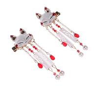 SUPVOX 1 Pair Chinese Tassel Hair Clips Elegant Fox Design Dangle Barrette for Cosplay Weddings Birthdays and Daily Wear Adds Style to Any Hairdo
