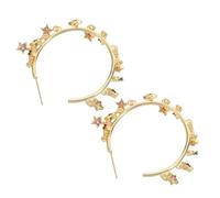 SUPVOX 1 Pair Gold Five-Pointed Star Hoop Earrings for Women, Colorful Zirconia Drop Dangle Pierced Earrings, Fashion Geometric Ear Hoops Suitable for Daily Wear and Parties