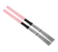 SUPVOX 1 Pair High Carbon Steel Wire Drum Brush Maple Wood Handle Portable Drum Brush for Percussion Instrument Pink Suitable for Beginners and Drummers