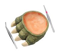 SUPVOX 1 Set Decorative Reptile Feeding Dish Resin Bowl Tweezers for Snakes Lizards and Tortoises Durable High Temperature Resistant Accessory for Terrarium Water and Food