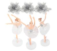 SUPVOX 1 Set Elegant Ballerina Cake Decoration Set Adornments with Ballerina Figures Grey Petal Accents for Home for Cakes Desserts
