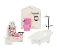 SUPVOX 1 Set Miniature Bathroom Random Color Plastic Furniture Model for Dollhouse Includes Sink Toilet Bathtub Safe Accessories for Playroom Decoration Random Color