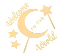 SUPVOX 1 Set Shower Cake Decoration with Moon and Star Acrylic Toppers for Gender Reveal and Birthday Party Celebrations Easy to Apply Stylish Present Box Creative Design Elements