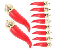 SUPVOX 10 Pcs Artificial Pepper String Pendants Lightweight Plastic Chili Charms for DIY Necklace Bracelet Keychain Craft Making Stylish Red Pepper Design Symbolizing