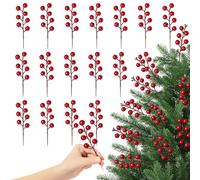 SUPVOX 10 Pcs Christmas Artificial Berry Picks - Artificial Holly Berries,Fake Red Berries for Christmas Tree Branches Fillers Ornaments DIY Crafts Wedding Home Party