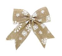 SUPVOX 10 Pcs Christmas Burlap Bow with Snowflake Rustic Bow-Knot for Xmas Tree Ornaments