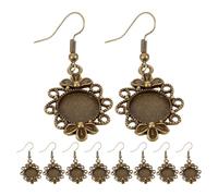 SUPVOX 10 Pcs Vintage Alloy Earring Bezel Base with Earrings Hook, DIY Jewellery Making Tray for Crafting, Resin Jewellery Moulds, Delicate Golden Findings