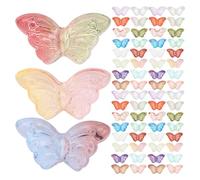 SUPVOX 100Pcs 8X15Mm Gradient Glass Butterfly Beads for DIY Jewelry Making, Flatback Charms for Necklace, Bracelet, Earring Crafting in Mixed Colors