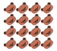 SUPVOX 100pcs Brown Pu Bear Head Clothes Label Tags for Handmade Sewing, Garment Accessories for Jeans and DIY Fabric Crafts