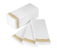SUPVOX 100pcs Disposable Gold Floral Paper Napkins 40x30cm Thick Folded Dinner Napkins for Restaurant and Party Use, Elegant and Luxurious Guest Towels to Keep Dining Area Spotless