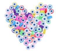 SUPVOX 100pcs Flat Round Polymer Clay Evil Eye Beads for Jewelry Making, Lightweight Versatile Spacer Beads for Bracelets and Necklaces in Crafting and DIY Projects Assorted Style