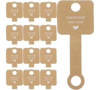 SUPVOX 100pcs Jewelry Display Cards for Bracelets Necklaces Keychains, Folding Self-Adhesive Kraft Paper Tags for Handmade Jewelry Packaging and Presentation