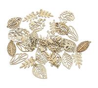 SUPVOX 100pcs Khaki Leaf Shape Wooden Ornaments Made from MDF for DIY Painted Crafts and Embellishments, for Christmas and Birthday Decorations with Lovely Mixed Patterns