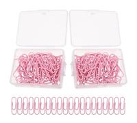 SUPVOX 100pcs Oval Paperclip Small Metal Document Fixing Clip for Organization Notes Paper Clips Cute File Notebook for Office School Supplies Portable Pink Stationery