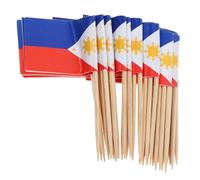 SUPVOX 100pcs Philippines Fruit Picks Toothpicks with Mini Flag Cocktail Dessert Toppers Party Decorations for Cakes, Appetizers, and Fruit Platters