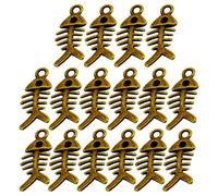 SUPVOX 100pcs Vintage Fish Skeleton Charms Metal Pendants for DIY Jewelry Making Fish Skeleton Pendant Crafts for Necklace and Bracelet Accessories DIY Earring Decorations