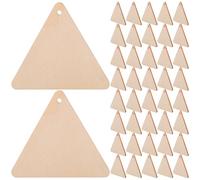 SUPVOX 100pcs Wood Triangle Slices Rustic Natural Wood with Predrilled Holes Easy to Paint 60mm Triangular Shape for Family Crafting Time and Shop DIY Projects