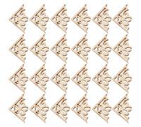 SUPVOX 100pcs Wooden Corner Embellishments Wood Carved Corner Onlay Applique for DIY Craft Furniture Home Wedding Party Decoration