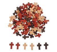 SUPVOX 100pcs Wooden Cross Pendants Colors Small Pocket Prayer Charms Crucifix Beads for DIY Jewelry Making Necklace Bracelet Earring Accessories