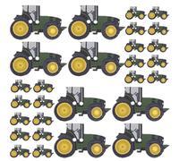 SUPVOX 100pcs Wooden Tractor Buttons for Sewing DIY Clothes Crafts, 4x30mm Painted Cartoon Design, Wood Holes Buttons for Boys Craft Materials