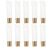 SUPVOX 10ml Portable Empty Lip Gloss Tubes for Travel and Trip Use, Refillable Plastic Lip Gloss Containers with Golden Cap, 10pcs Pack