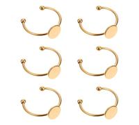 SUPVOX 10pcs Adjustable Stainless Steel Ring Blank Bases 8mm Gold DIY Ring Making Supplies Finger Pad Settings Jewelry Findings for Crafting