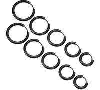 SUPVOX 10Pcs Black Stainless Steel Hoop Earrings Set Hypoallergenic Round Metal Hoops for Women, Multiple Sizes 8Mm-16Mm, Lightweight Ear Jewelry Suitable for Sensitive Ears and Daily