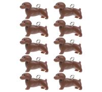 SUPVOX 10Pcs Brown Resin Dachshund Dog Charms Cute 3D Animal Pendants DIY Alloy Enamel Beads for Earrings Necklace Bracelet Jewelry Making Supplies