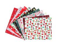 Supvox 10Pcs Christmas Cotton Fabric Squares Quilting Fabric Patchwork Precut Fabric Scraps for DIY Quilting for Xmas Sewing Crafting(7.8x9.8inch)