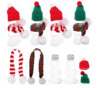 SUPVOX 10pcs Christmas Gingerbread Man Juice Bottles with Lids, Cute Plastic Drink Containers with 10pcs Hats And Scarves for Holiday Party Favors
