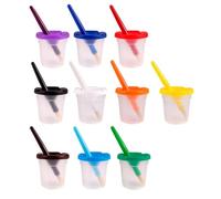 SUPVOX 10pcs Colorful Paintbrush Set with Anti-Spill Pen Washing Cups for Children Art Class Accessories Boys and Girls Painting Tools Multifunctional Brush Wash Container for Mixing and Cleaning