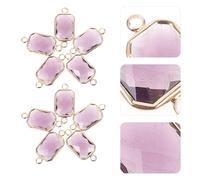 SUPVOX 10Pcs Deep Purple Square Double-Sided Glass Jewelry Connectors with Metal Frame, Small DIY Charms for Bracelet and Necklace Making, Decorative Pendants for Jewelry Accessories