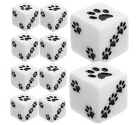 SUPVOX 10pcs Dice Game Math Games Dice Paw Number Animal Wow Size Large Soft Counter Bulk Party Favor Party Accessories Resin White