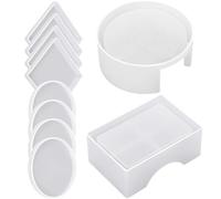 SUPVOX 10pcs DIY Crystal Epoxy Resin Coaster Mold Set and Square Silicone Molds and Coaster Storage Box for Handmade Cup Mat Crafting in Office and Home