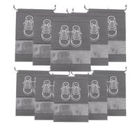 SUPVOX 10pcs Drawstring Shoe Bags for Travel Thickened Non-Woven Fabric Shoe Dust Storage Organizer with Window Large and Small Grey Pouches for Men and Women