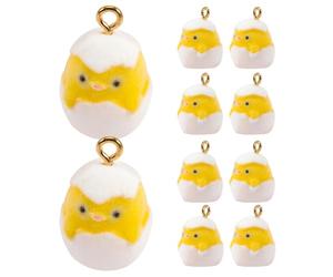 SUPVOX 10pcs Easter-themed DIY Making Accessories Resin Pendants with Flocking, Do Not Fade and Do Not Break Easily, for Necklaces and Easter Crafts for Teens and Preteen