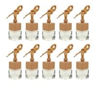 SUPVOX 10pcs Empty Wooden Bottle with Square Lid Car Glass Perfume Bottle Car Hanging Diffuser Bottle Essential Oil Air Freshener Car Essential Oil Diffuser Filling Fragrance Cotton