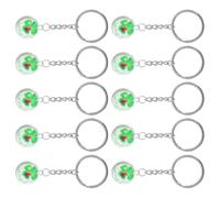 SUPVOX 10pcs Four Leaf Clover Keychains for St Patrick's Day, Green Shamrock Lucky Charms with Crystal Ball Pendant, Party Favors and Car Bag Accessories