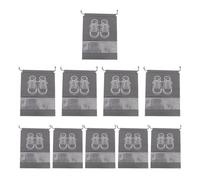 SUPVOX 10Pcs Large and Small Drawstring Shoe Organizer Bags with Window, Thickened Non-Woven Fabric Dustproof Shoe Storage Pouches for Travel and Home Use, Light Grey