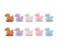 SUPVOX 10pcs Macaron Color Miniature Rocking Horse Figurines - Resin Mini Unicorn Craft Accessories For Diy Projects Cake Topper Christmas Ornament Dollhouse Decor