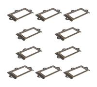 SUPVOX 10pcs Metal Label Pull Frames Cabinet Drawer Label Holders Vintage Style for Medicine Chest Pill Box, Antique Bronze Drawer File Name Holders for Home and Office Organization