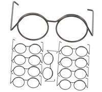 SUPVOX 10pcs Metal Mini Doll Glasses Lightweight Lensless Eyewear Props for Collectors Role Playing and DIY Crafts Black Round Frame Accessories
