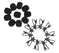 SUPVOX 10pcs Microphone Lapel Tie Clip Set Mic Covers Iron Clips for Video Conferencing Voice Recording and Online Meetings