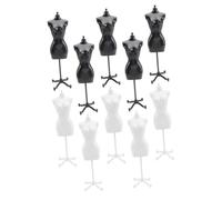 SUPVOX 10Pcs Mini Doll Clothes Rack Plastic Dress Mannequin Stand for Dolls Safe Smooth Surface DIY Display Accessory Black and White for Dollhouse Decoration and Imaginative Play