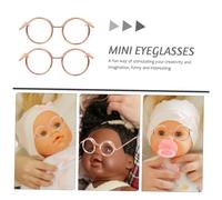 SUPVOX 10pcs Mini Doll Glasses Accessories Rose Gold Metal Wire Frame No Lens Round Eyewear Props for Doll Clothing Decoration Eyewear Accessories